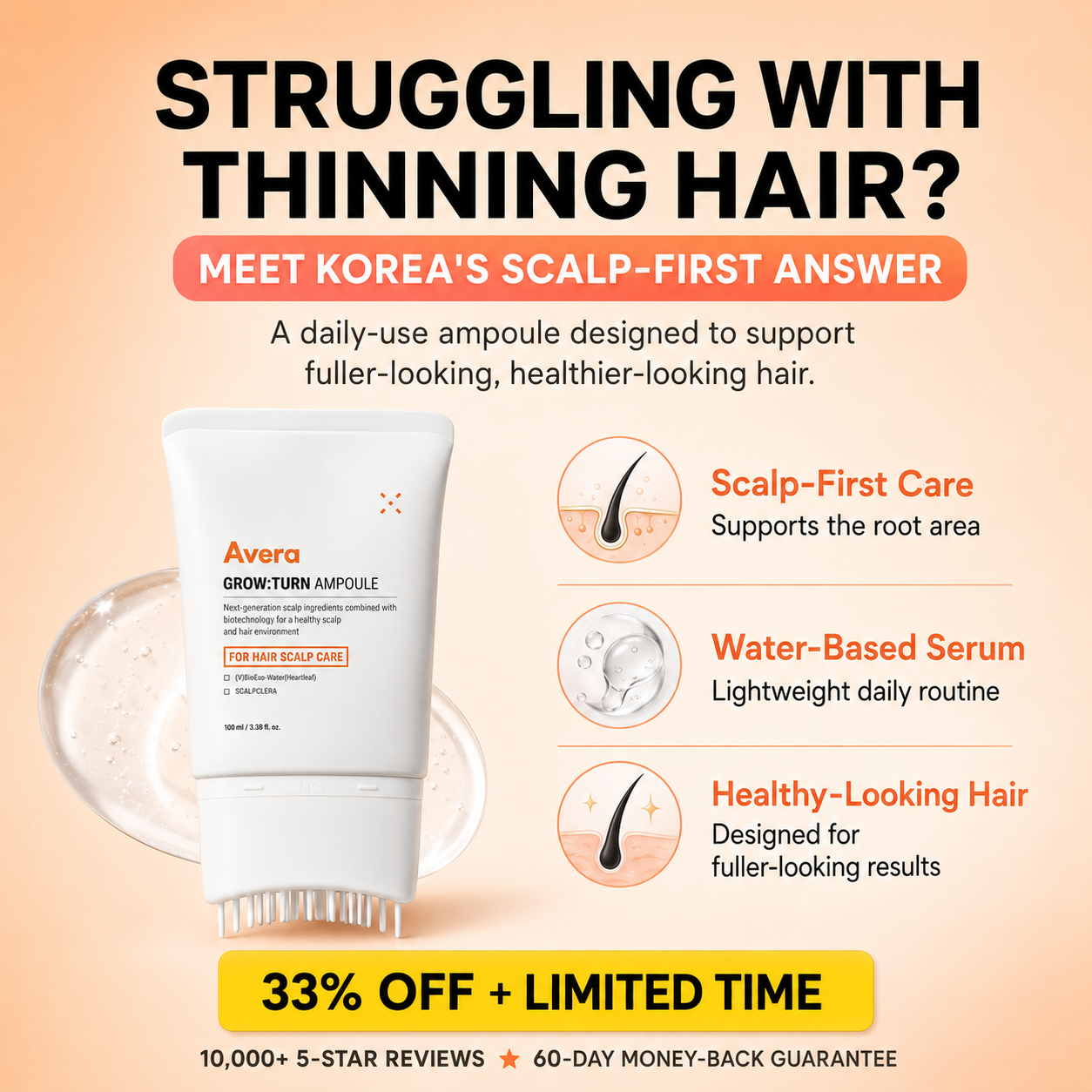Avera Facebook ad: Korea's #1 Hair Growth Serum