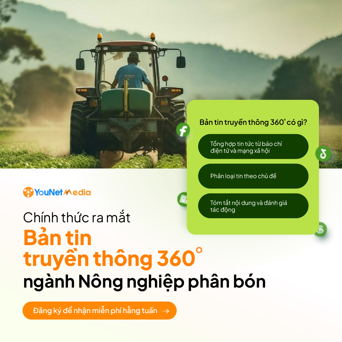 YouNet Media - Social Listening & E-commerce Intelligence Solutions Facebook ad: AI-Newsletter cho ngành phân bón