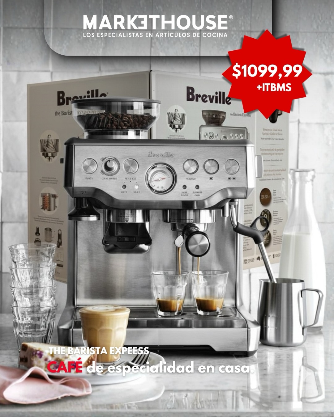 MarketHouse Panamá Facebook ad: El aroma perfecto comienza con la cafetera ideal…