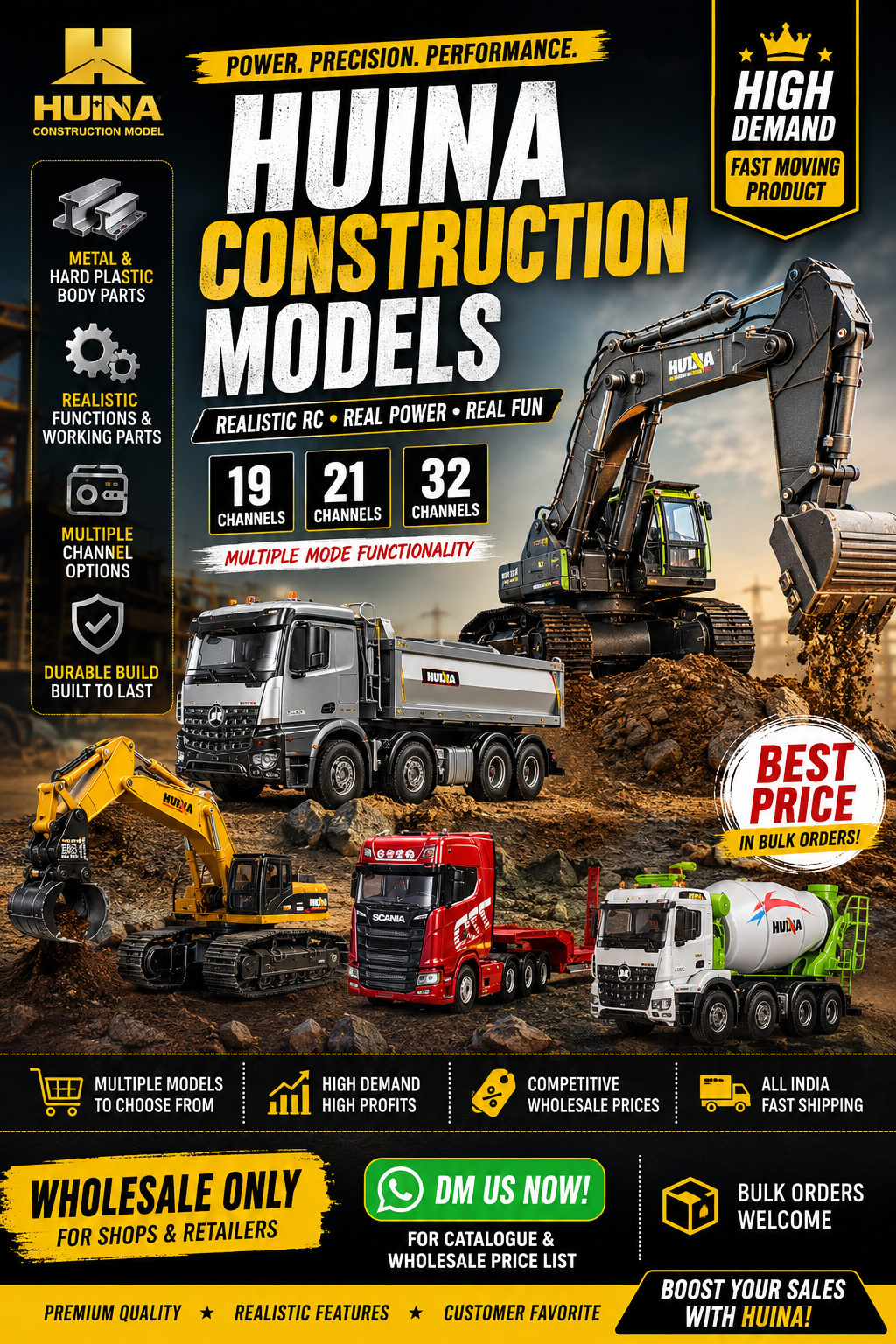 VR Wholesale Facebook ad: Stock the Most Wanted Huina Construction Models!