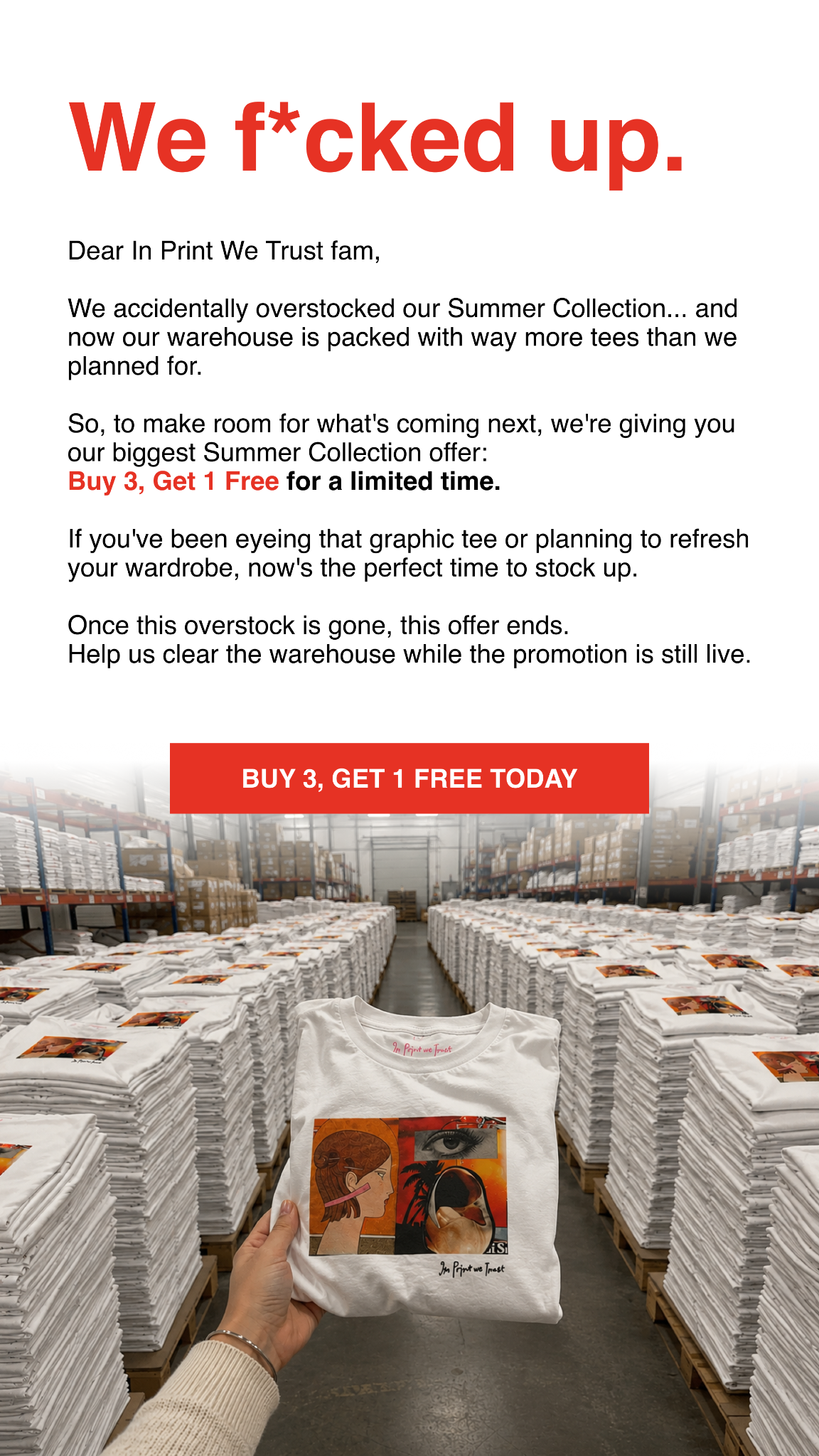 In Print We Trust Facebook ad: Just Restocked After 4 Months