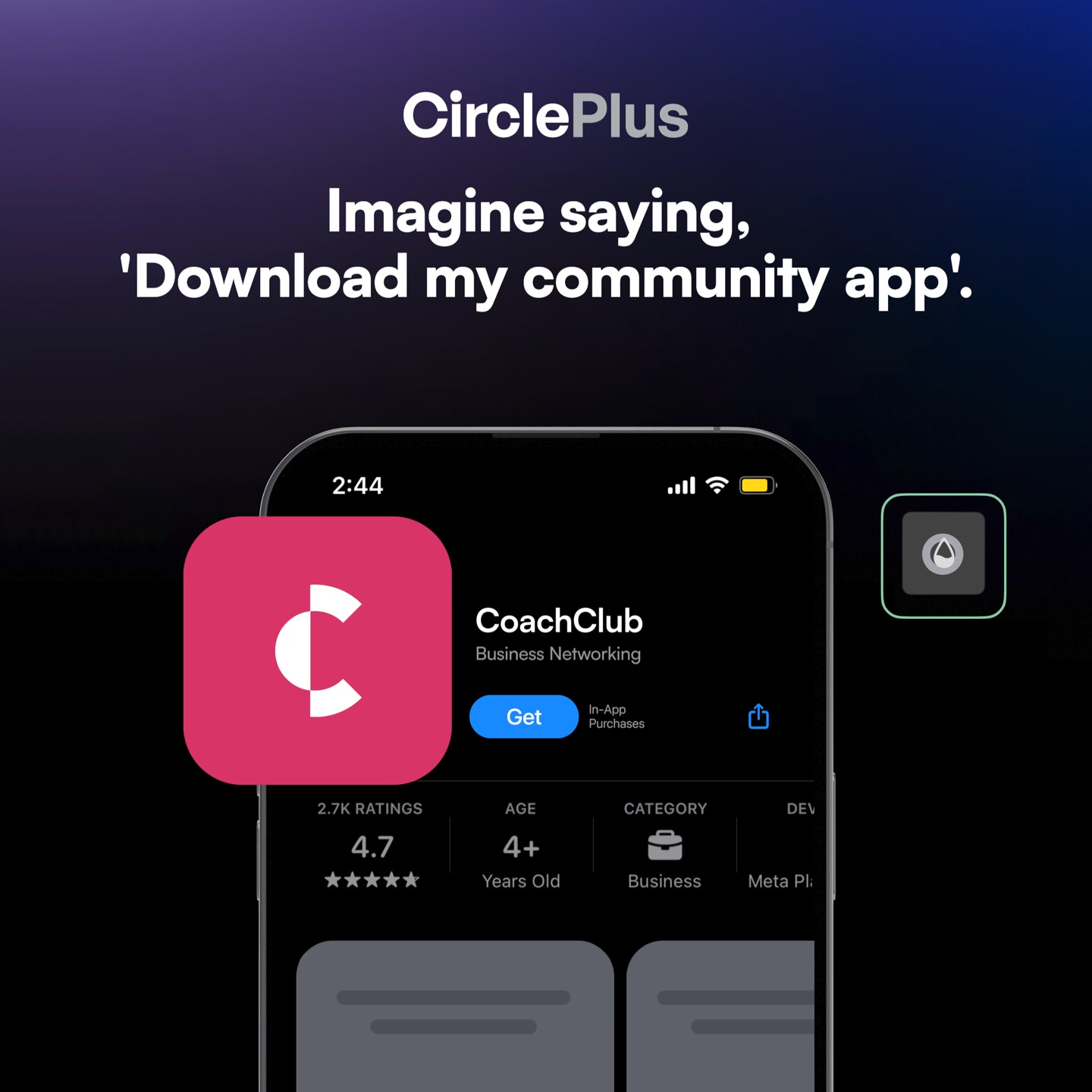 Circle Facebook ad: Download our community app., You, with Circle Plus