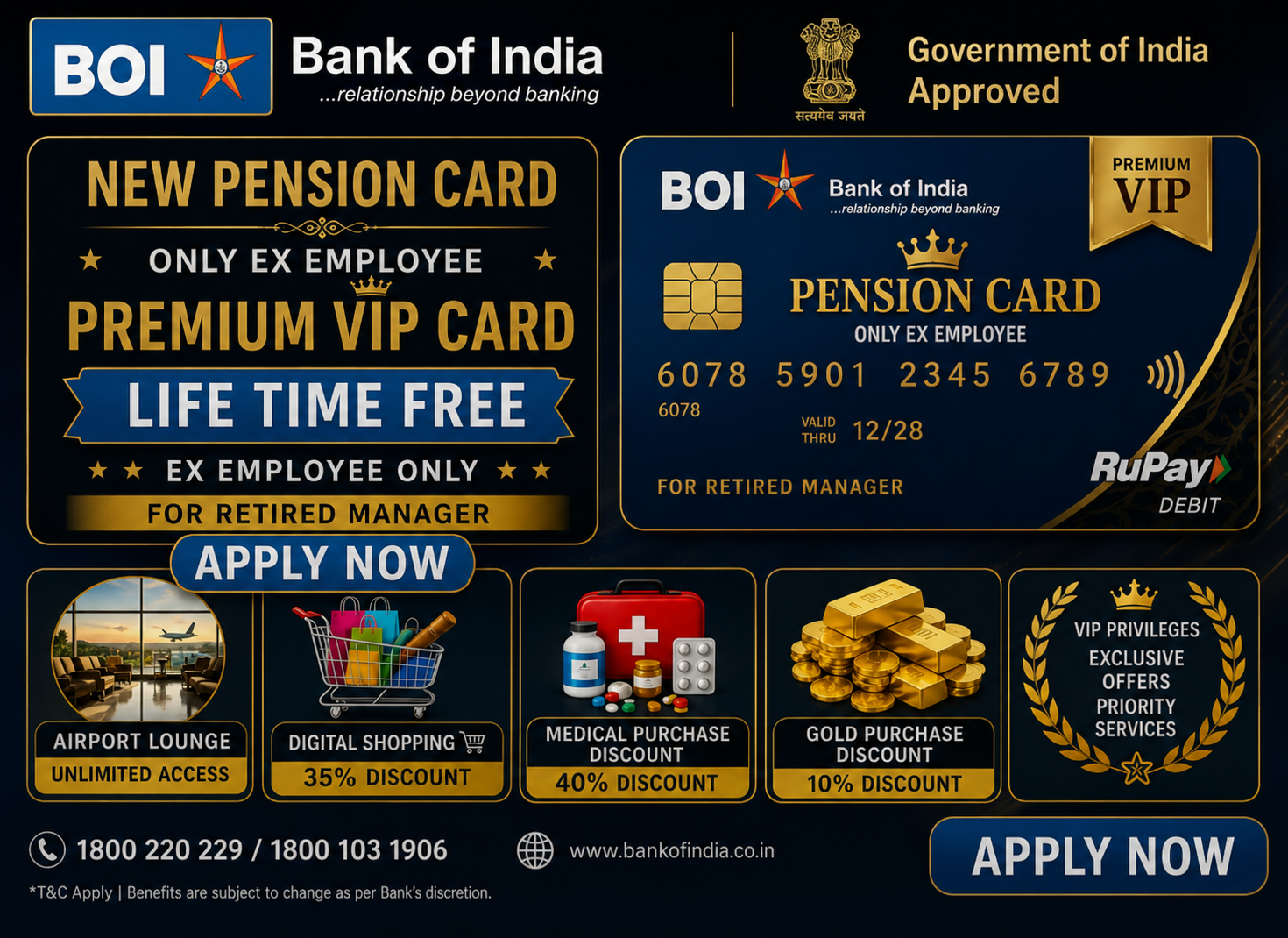 Ex Employee Card Facebook ad: BOI� Pension Card BANK OF INDIA Pension Card For Retired…