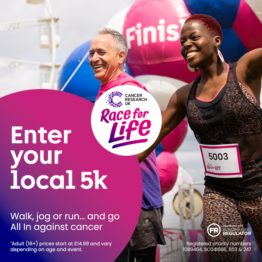 Cancer Research UK Race for Life Facebook ad from Feb 11, 2026