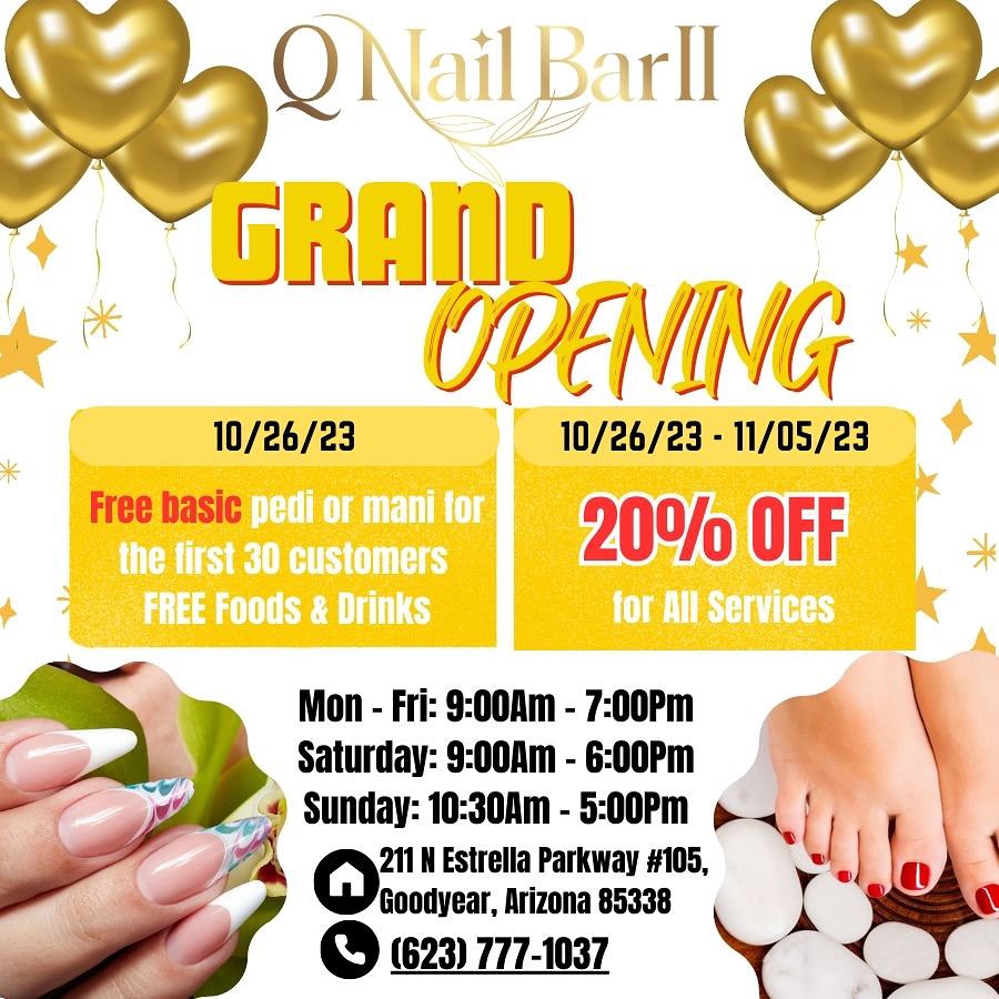 Qnail bar Facebook ad: Exciting news! We're thrilled to announce the grand…