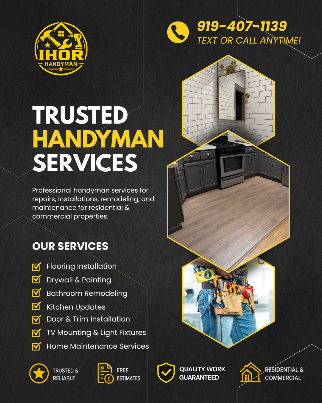 Ihor Handyman Facebook ad: Professional handyman services in Chicago! Get 10% OFF…