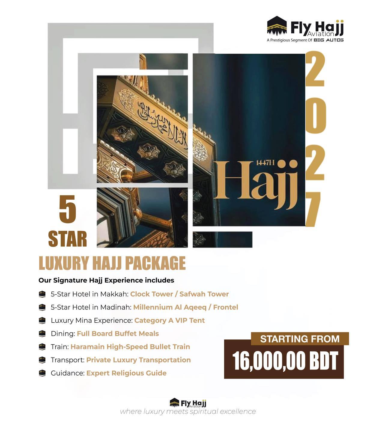 Fly Hajj Aviation Facebook ad: Your Hajj Deserves the Highest Level of Comfort.