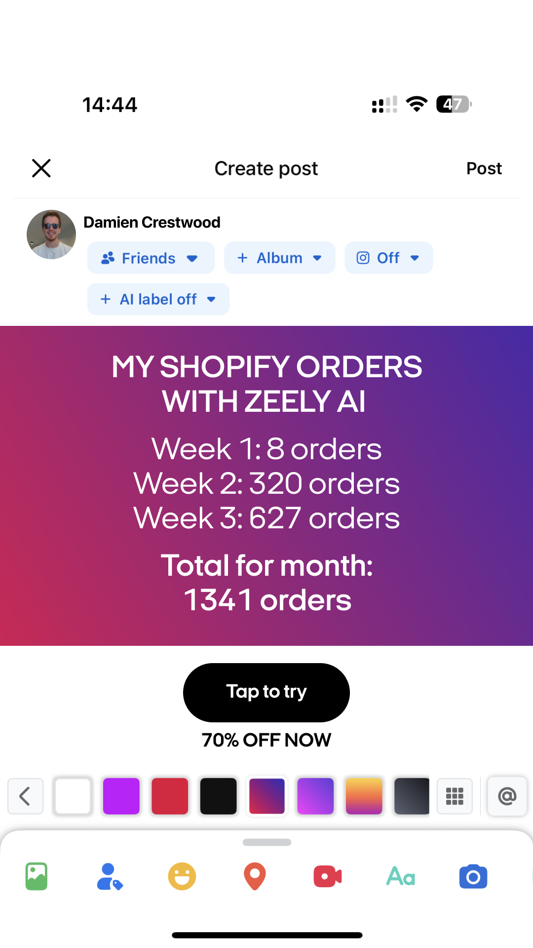 Zeely Facebook ad