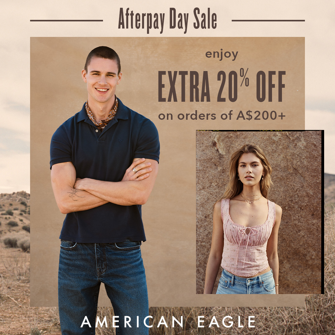American Eagle Outfitters Facebook ad: Afterpay Day SALE - get an extra 20%…