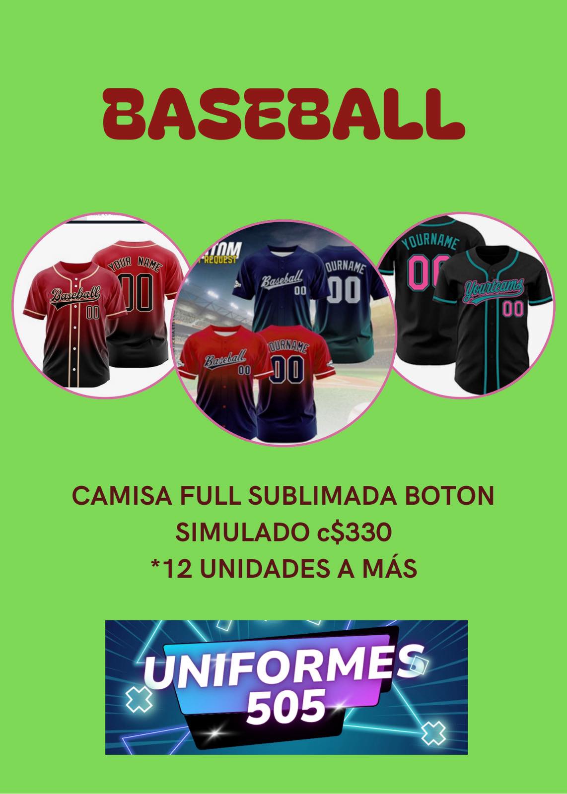 Uniformes Deportivos 505 Facebook ad: Baseball camisa full sublimada