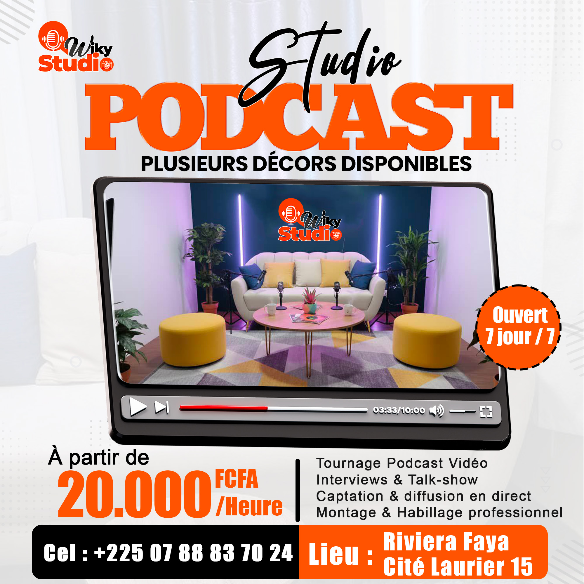 Digital Agency Wiky Facebook ad: LANCE TON PODCAST DANS UN CADRE PROFESSIONNEL!
