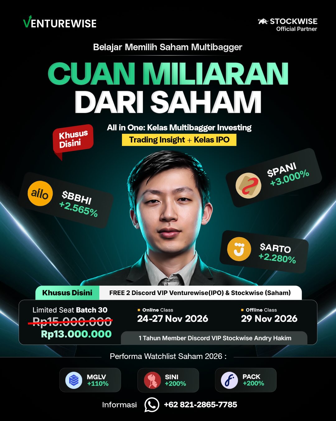 Venturewise Facebook ad: Temukan potensi saham multibagger bareng Andry Hakim.