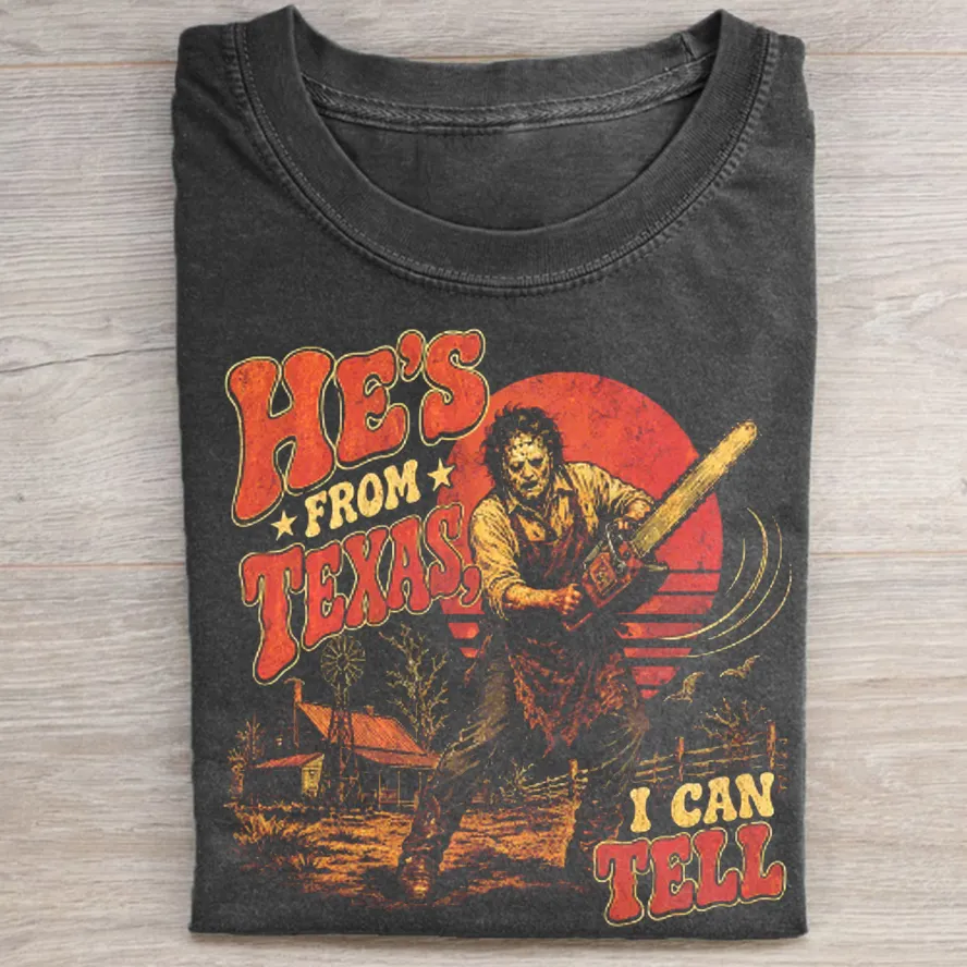 VanceMade Facebook ad: He's From Texas Vintage Horror Tee
