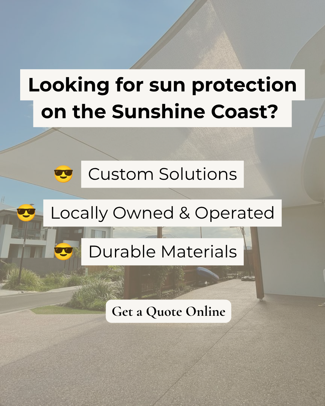 Mister Shade Facebook ad: Custom Shade Sails & Awnings for SEQ
