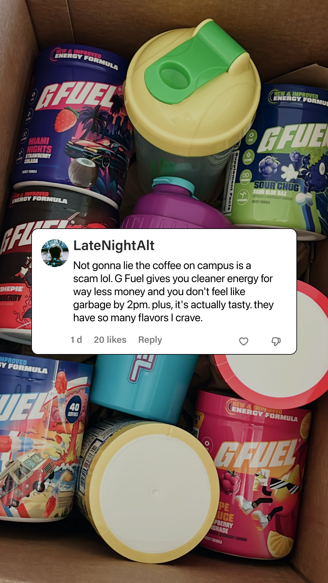 G FUEL Facebook ad