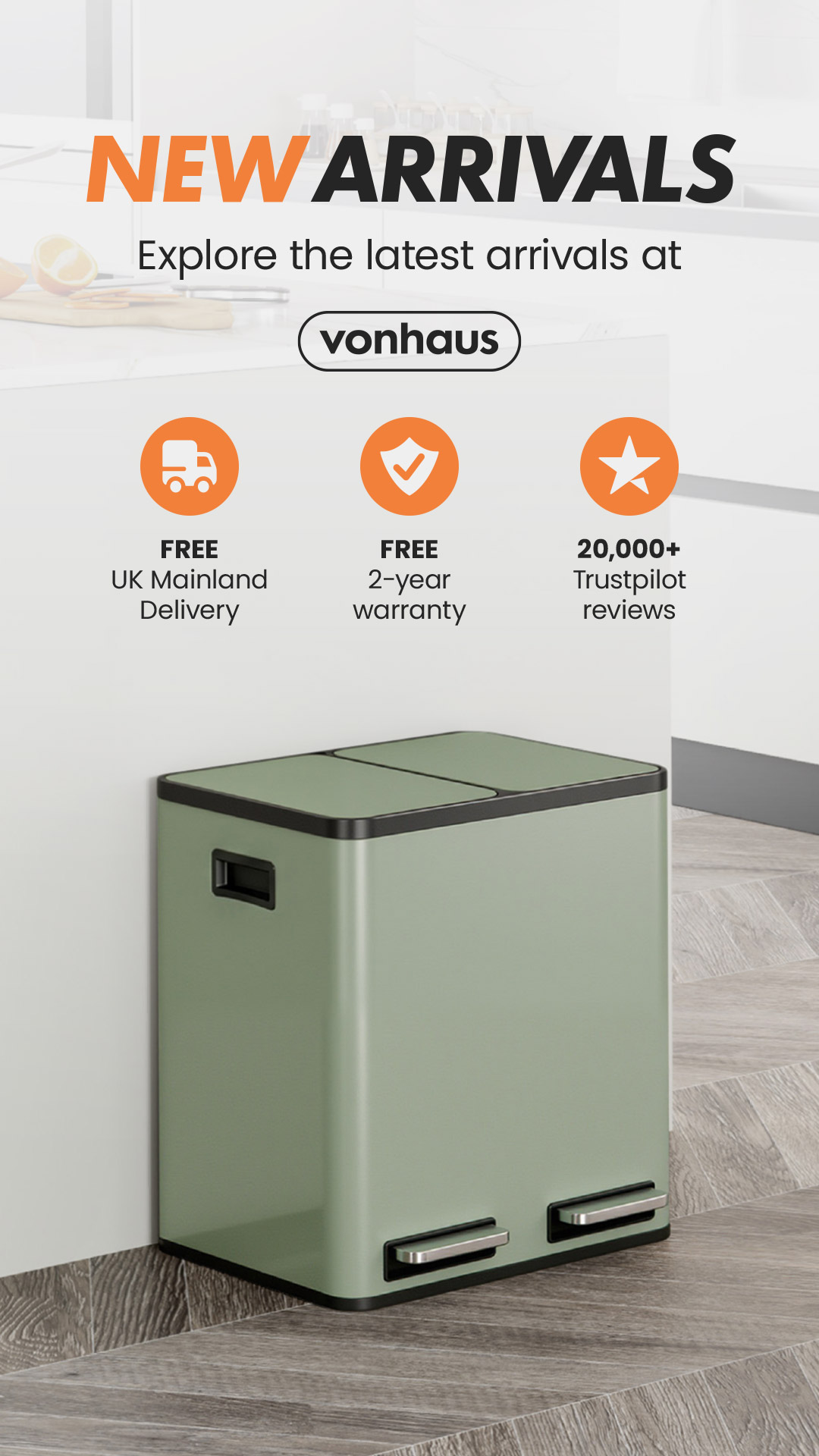 Vonhaus Facebook ad: One Bin. Smarter Sorting