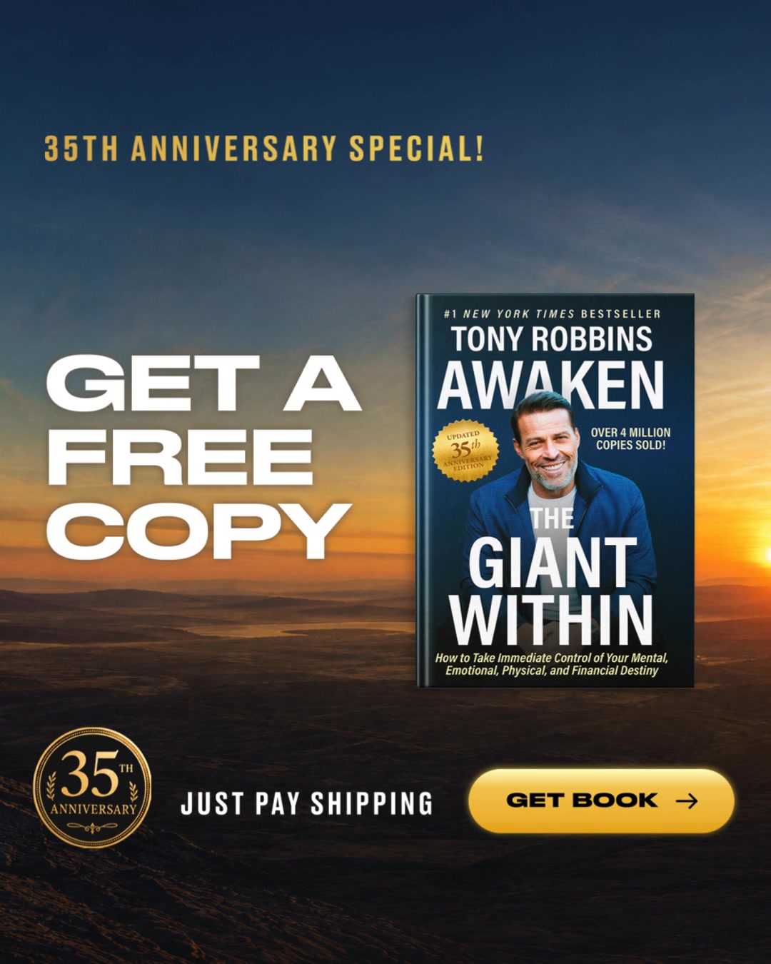 Tony Robbins Facebook ad: Millions Of Lives Transformed!