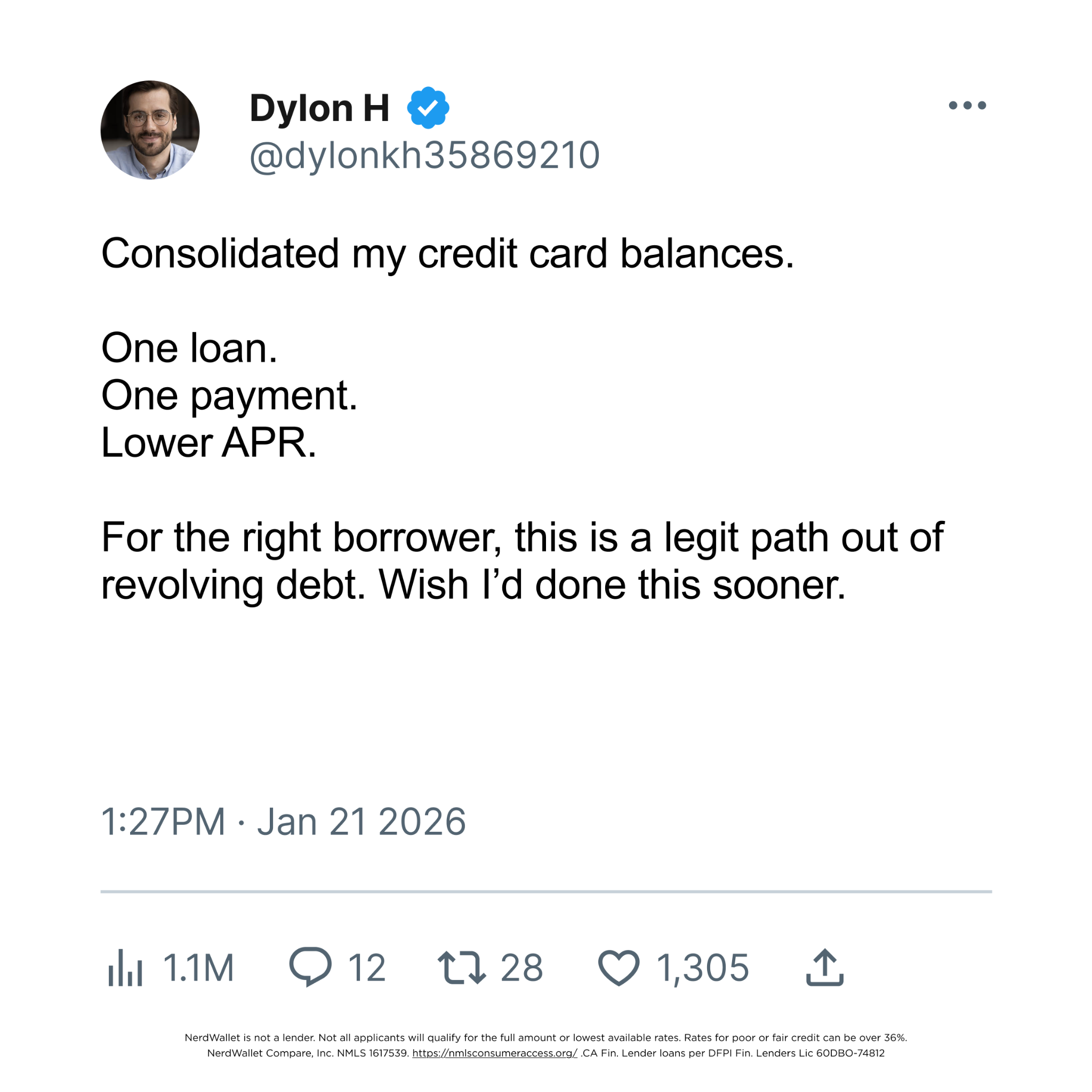 NerdWallet Facebook ad
