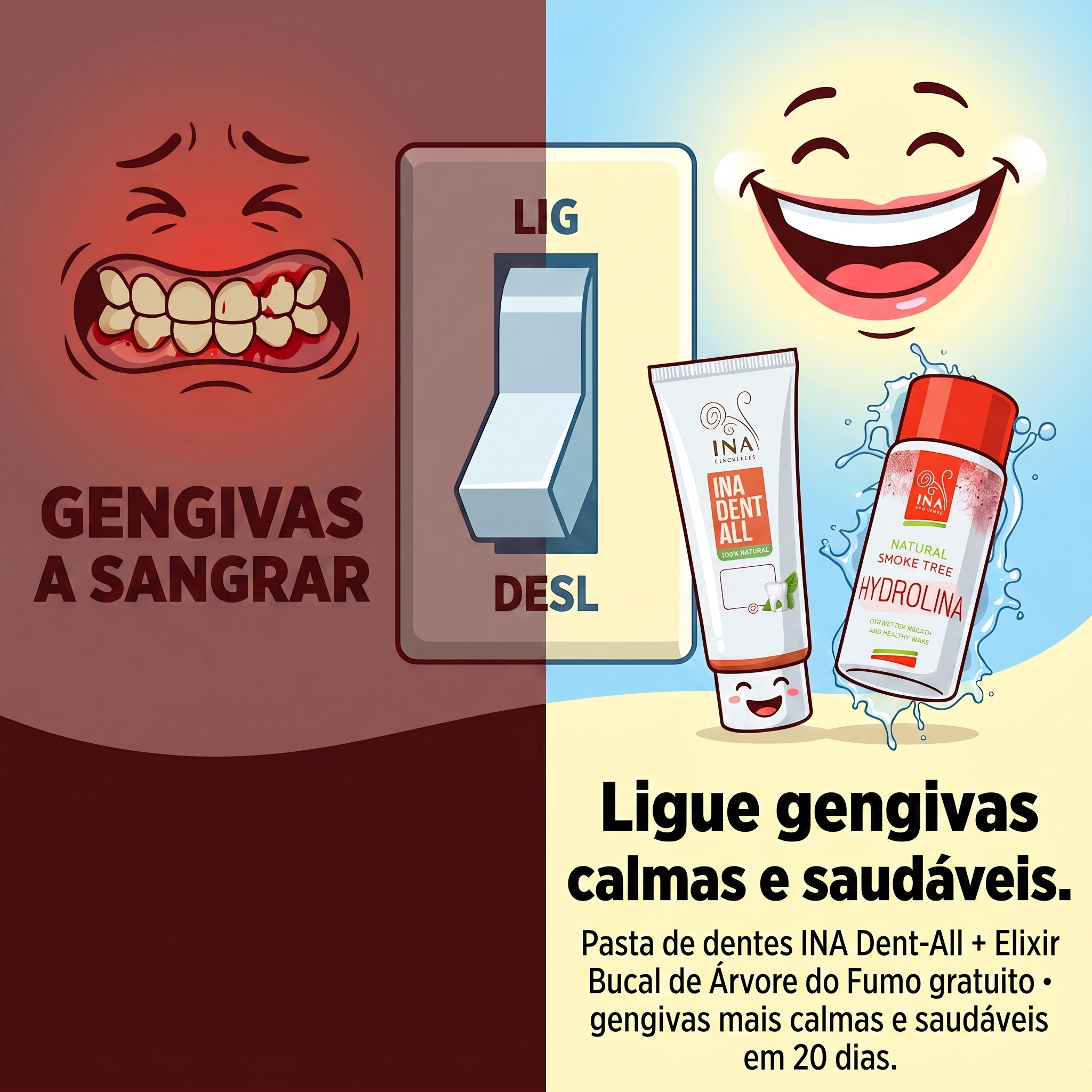Cosméticos Orgânicos Familiares - InaEssentials.PT Facebook ad: Para o sangramento das gengivas em 20 dias