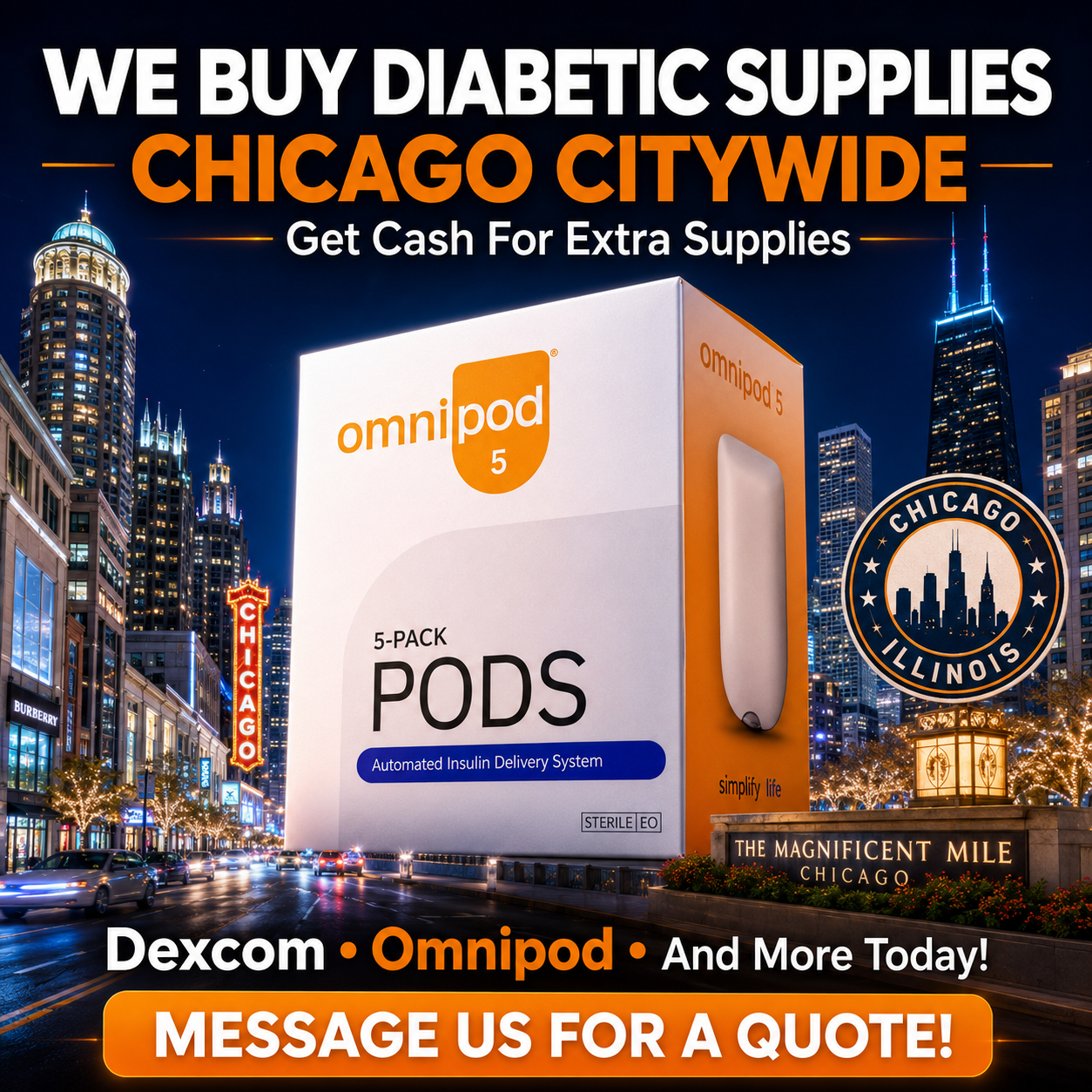 Chicago Cash for Diabetic Supplies Facebook ad