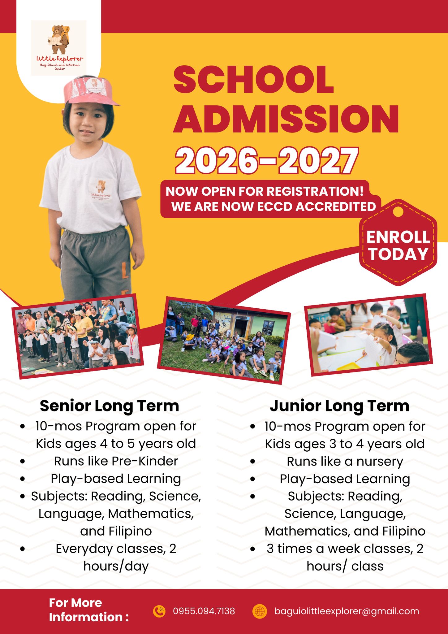 Little Explorer Play School and Tutorial Center by T. Jas Facebook ad: School Year 2026-2027 is now open for Enrollment!