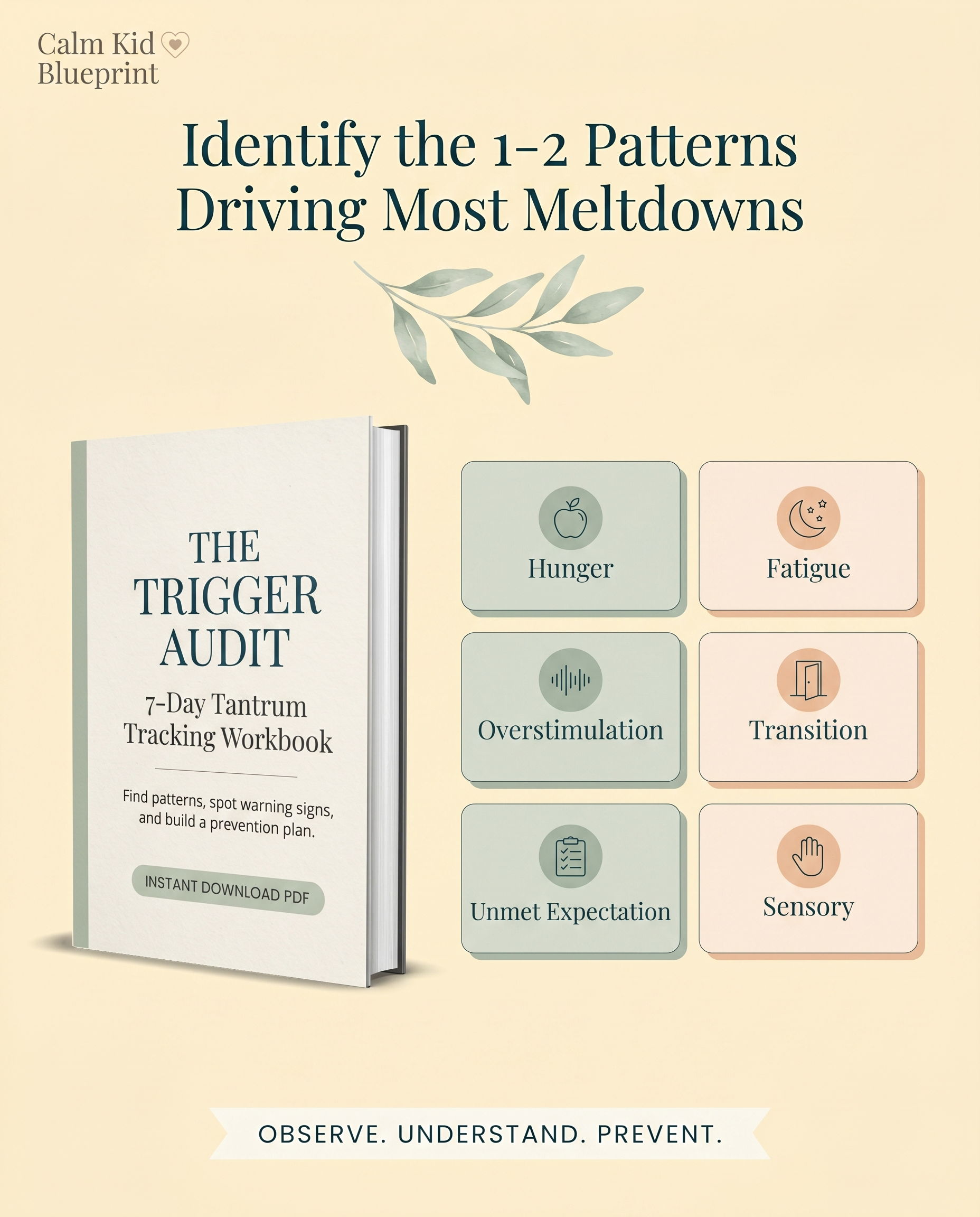 CalmKidblueprint Facebook ad: Turn Patterns Into a Prevention Plan