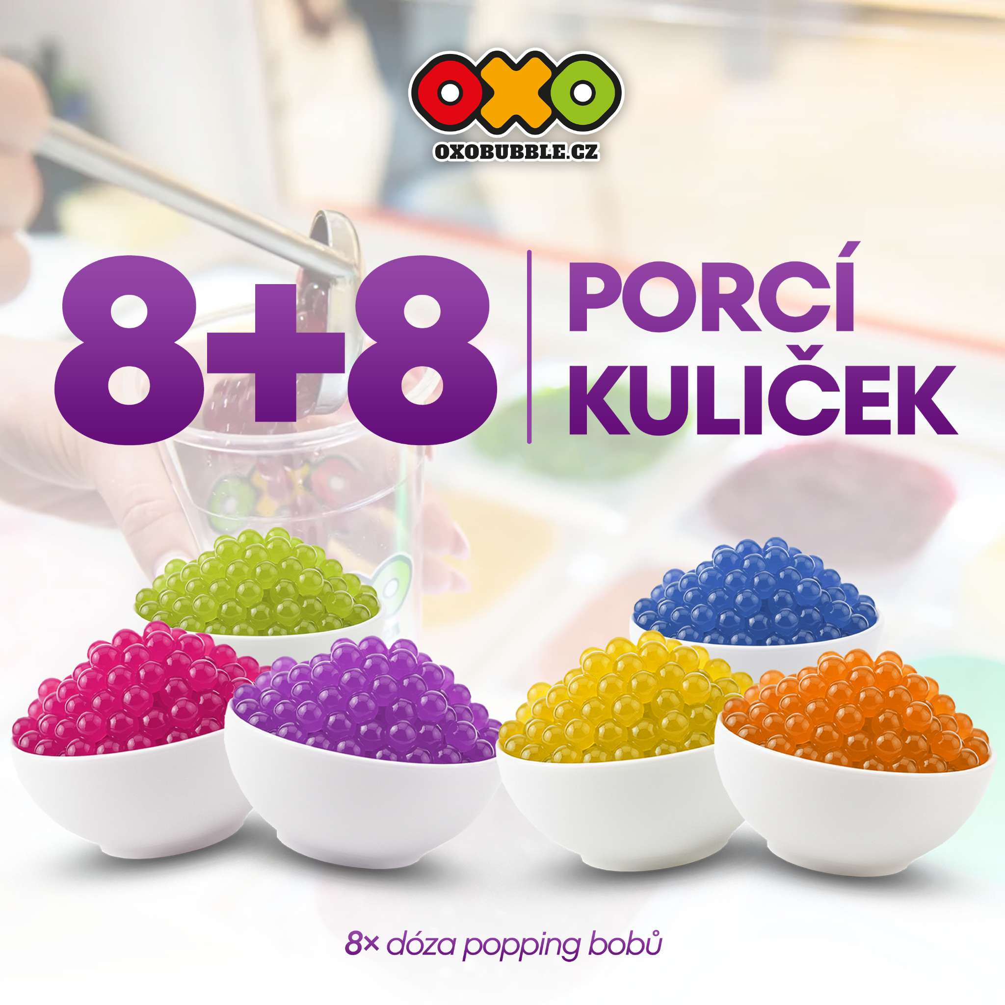 OXO TEA B2B Facebook ad: Praskající kuličky do Bubble Tea