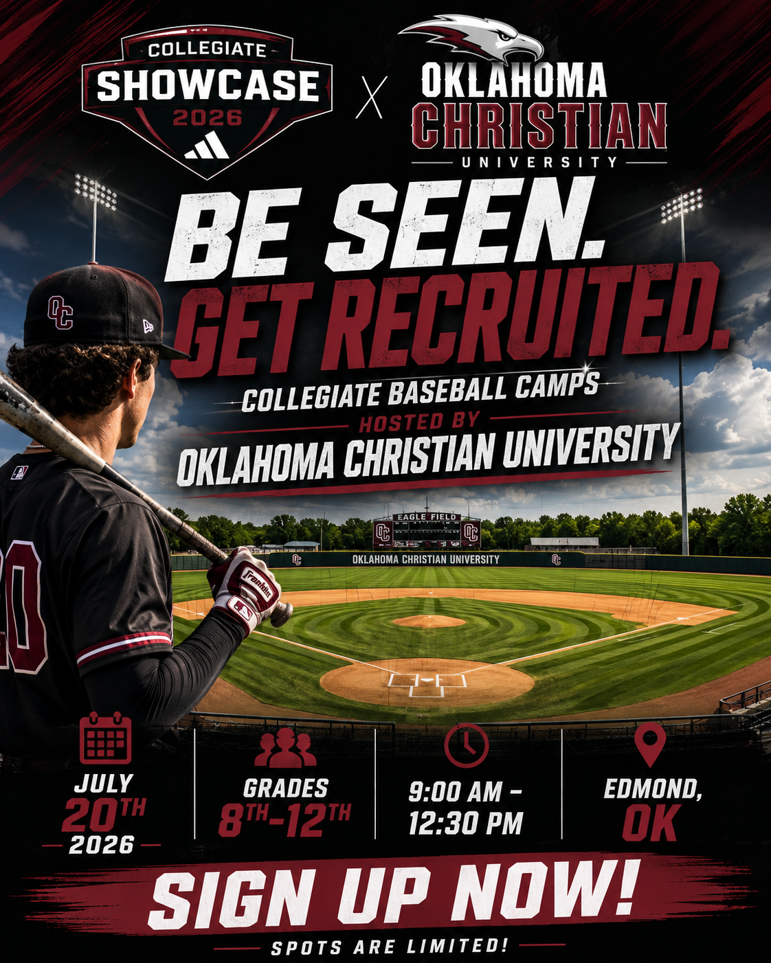 Collegiate Baseball Camps Facebook ad: Spots are limited. Register now!