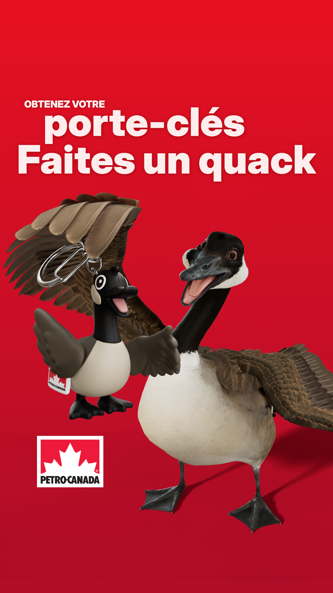 Petro-Canada Québec Facebook ad: Faites un quack pour les proches aidants!