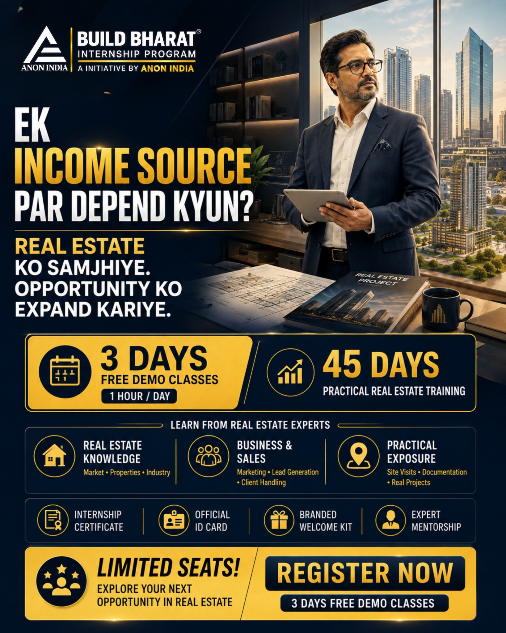Anon India Facebook ad: Build Your Next Income Opportunity in Real Estate