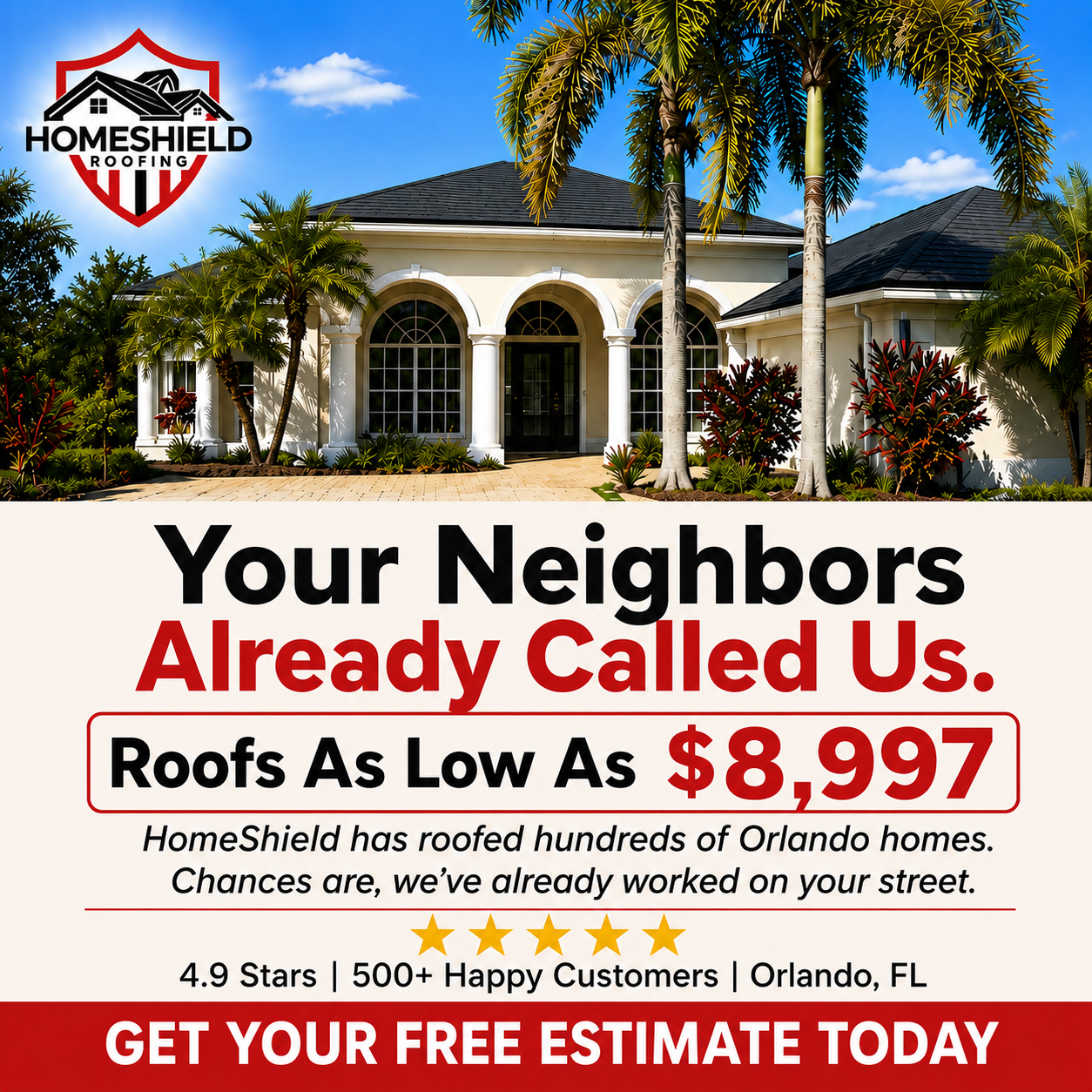 HomeShield Roofing FL Facebook ad