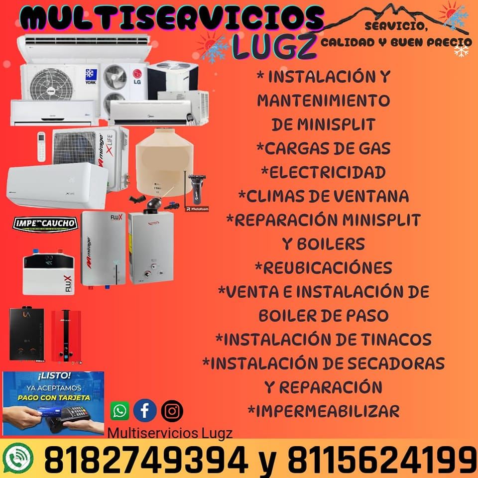 multiservicios lugz Facebook ad: instalación venta reparación de minisplit y boiler de…