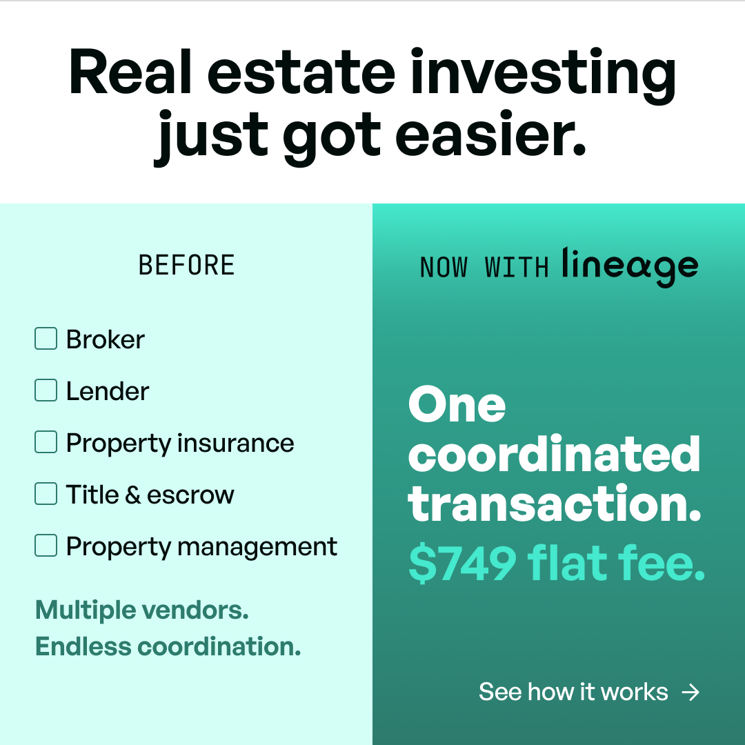 Lineage Real Estate Investing Facebook ad: Real platform. Real bundle.