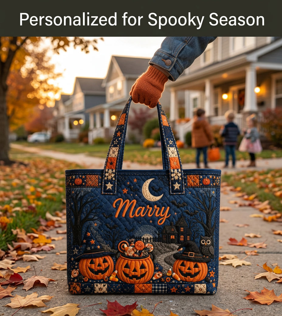 Printerval Custom Gifts Facebook ad: Custom Name Haunted House Tote Bag, Personalized Halloween…