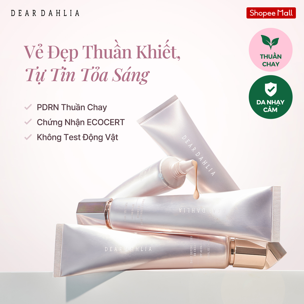 Dear Dahlia - 디어달리아 Facebook ad: Clean Beauty, Tự Tin Tỏa Sáng