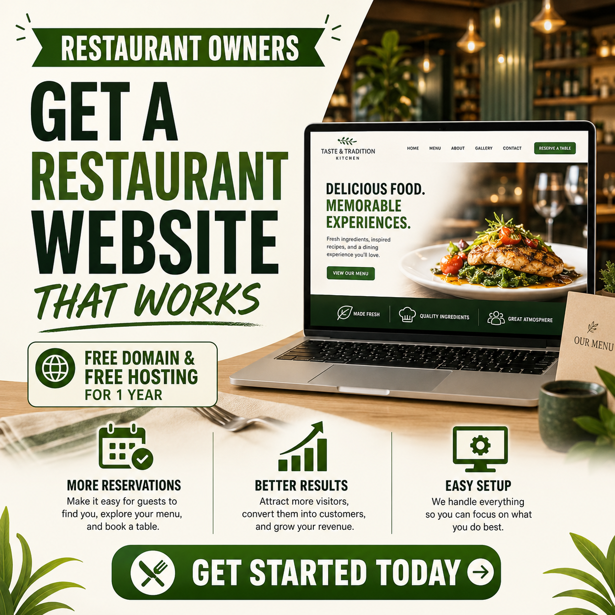 Reputation Guardians - Web Design & Digital Marketing Facebook ad: More Orders. More Reservations. More Growth.