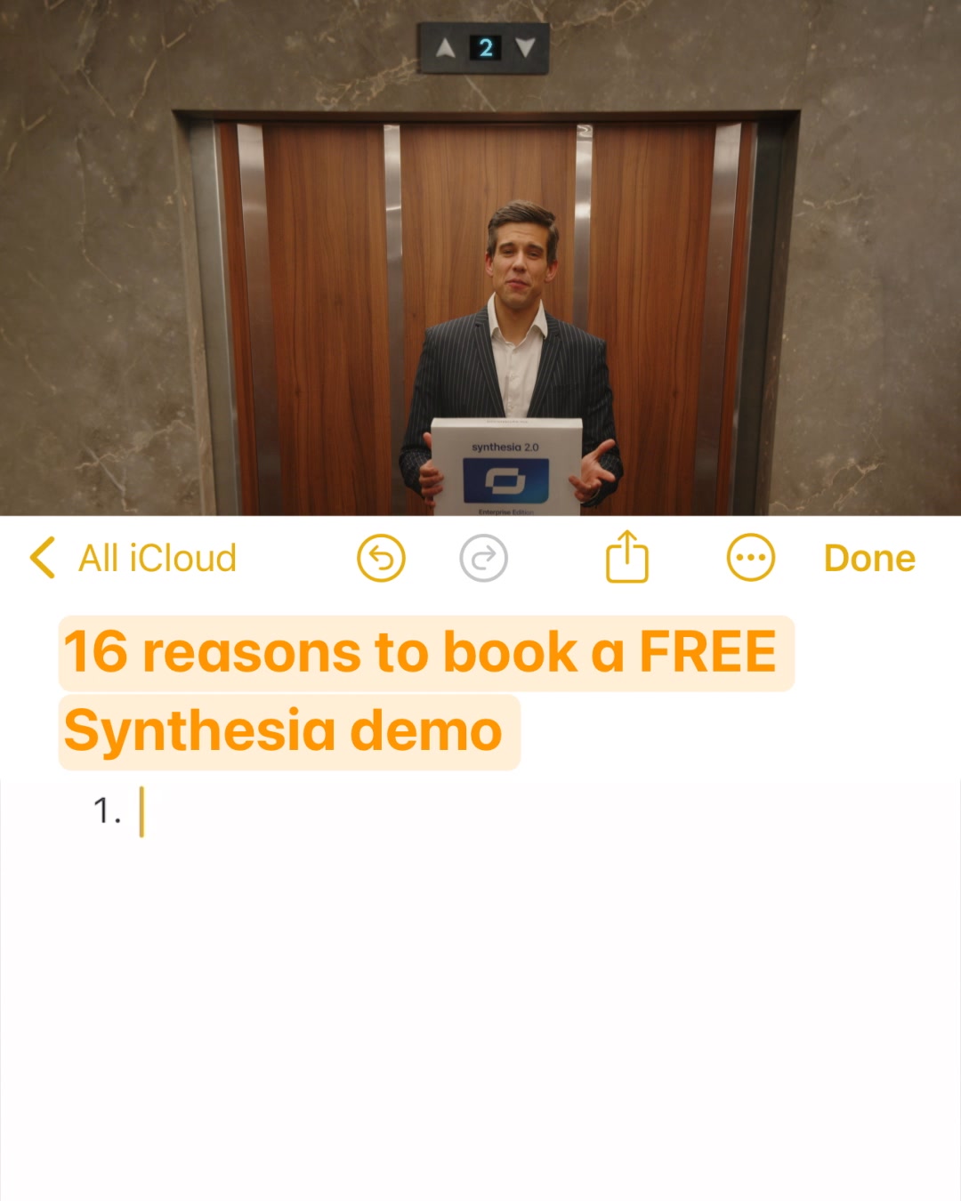 Synthesia Facebook ad: Book a FREE demo now
