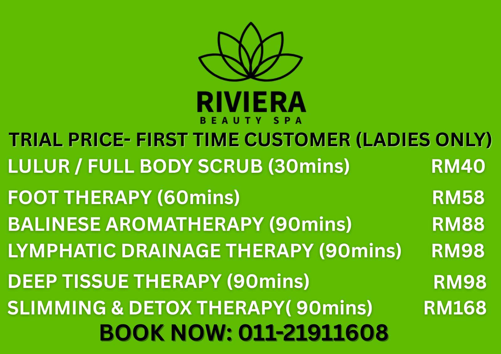 Riviera Beauty Spa Facebook ad: *Tag a friend who needs a spa day…