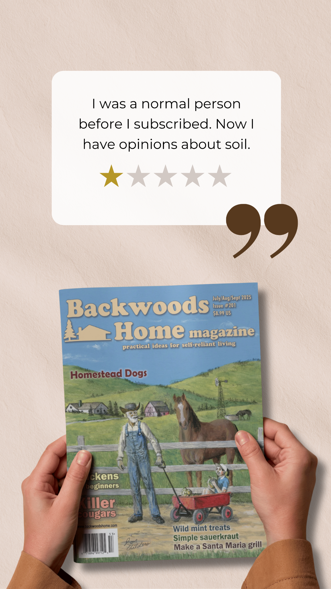 Backwoods Home Magazine Facebook ad