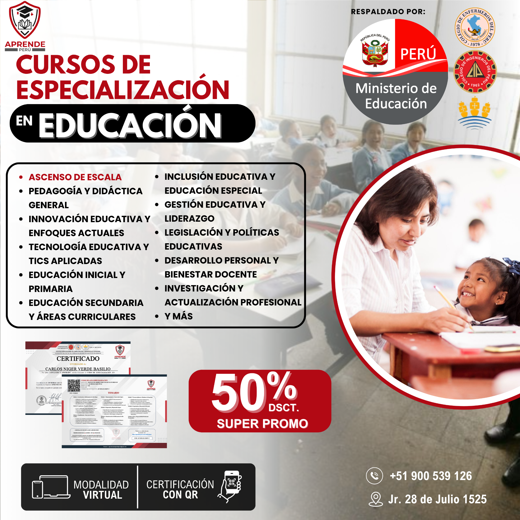 Centro de Capacitación y Desarrollo - Aprende Perú Facebook ad: Certificación inmediata