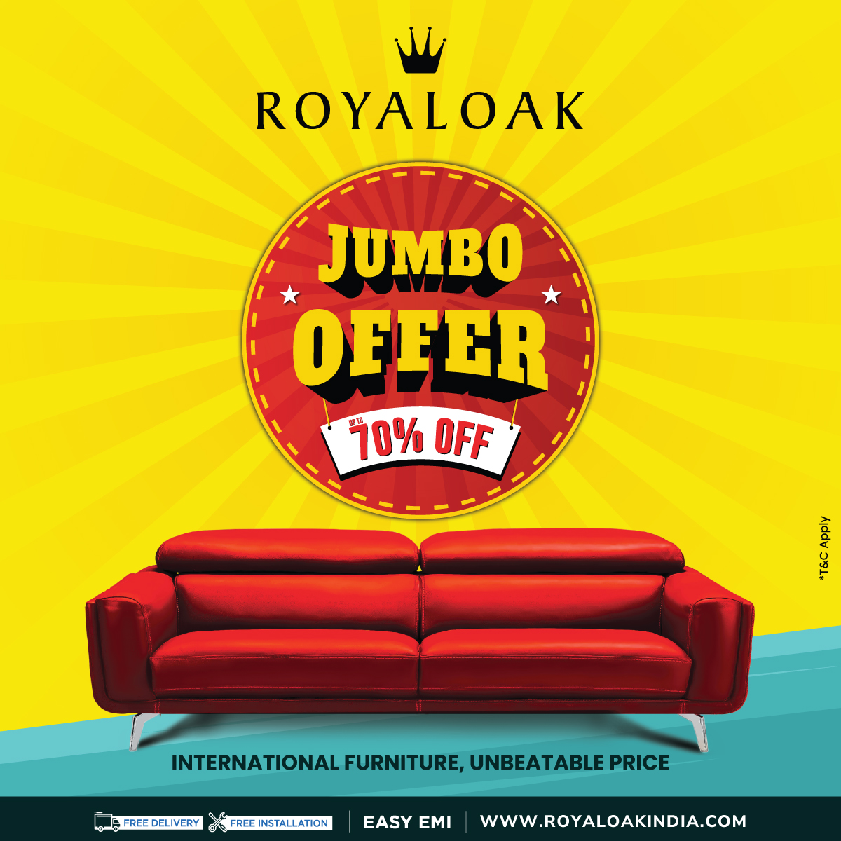 Royaloak Furnitures Facebook ad: India's Furniture Brand is back with its Biggest…