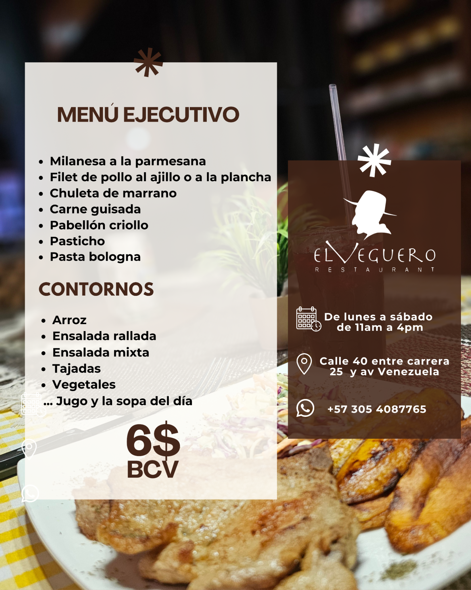 El Veguero Restaurant Facebook ad: ¡Chatea con nosotros!