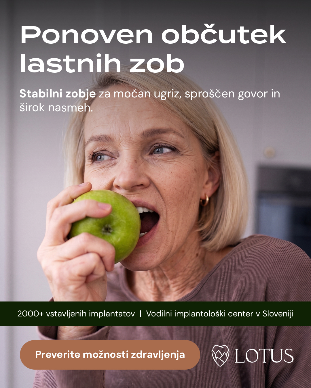 Lotus dentalni center Facebook ad: Ponovno občutek lastnih zob
