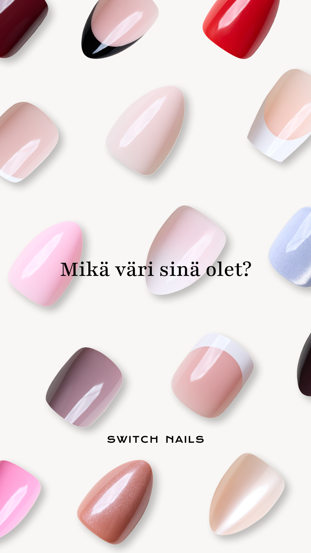 Switch Nails Facebook ad: Modernit press-on-kynnet