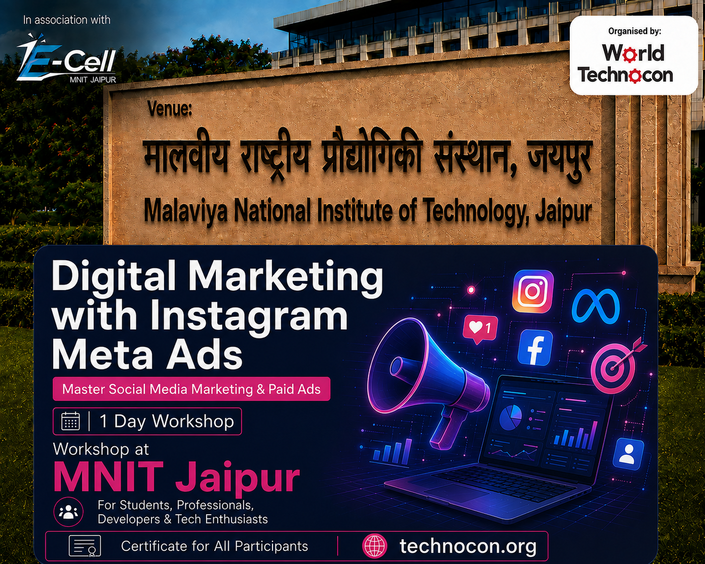 World Technocon Facebook ad: 1 Day Digital Marketing with Instagram and Meta Ads…