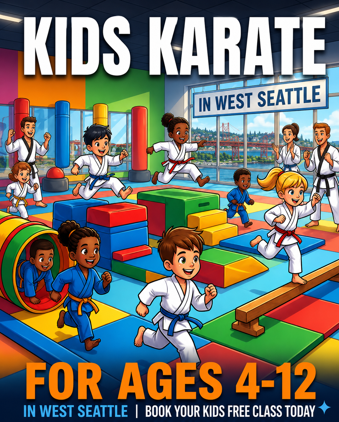 Evergreen Karate and Fitness Facebook ad: Free Kids Karate Class in West Seattle
