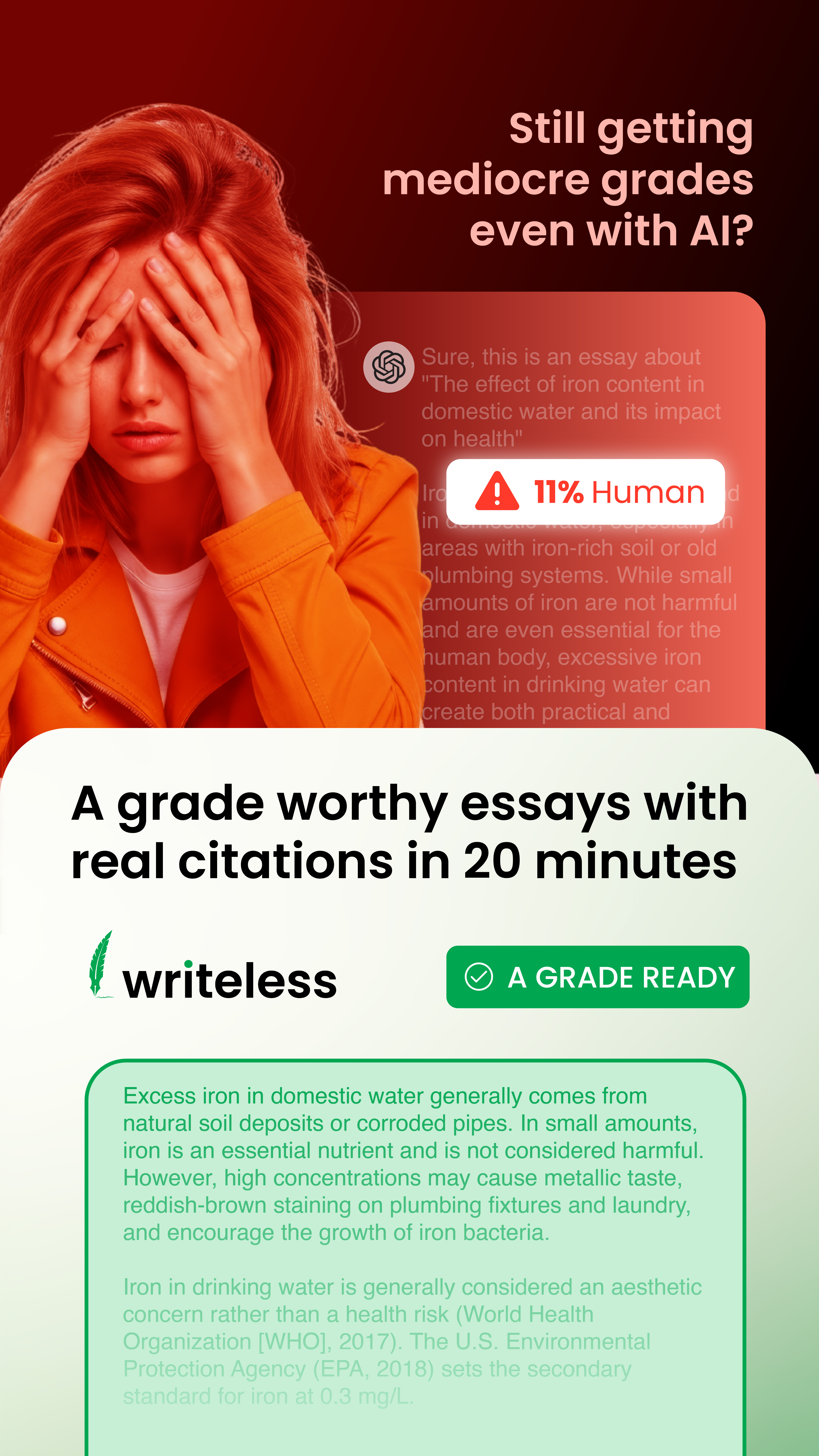 Writeless AI Facebook ad