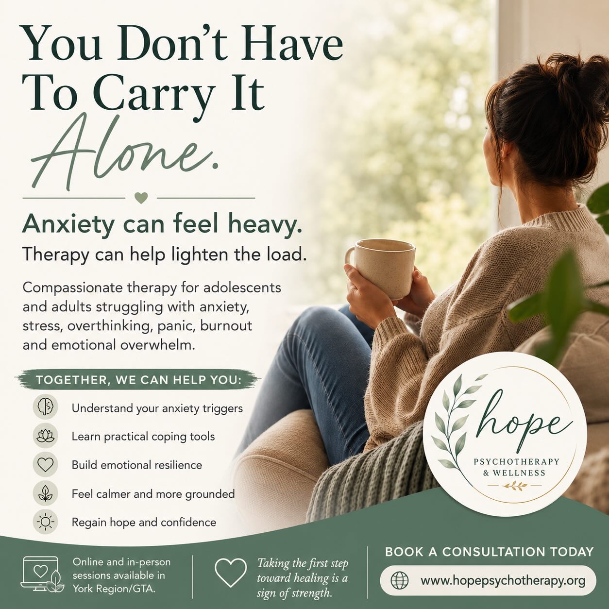 Hope Psychotherapy & Wellness Facebook ad: Hope Psychotherapy & Wellness | Online & In Person…