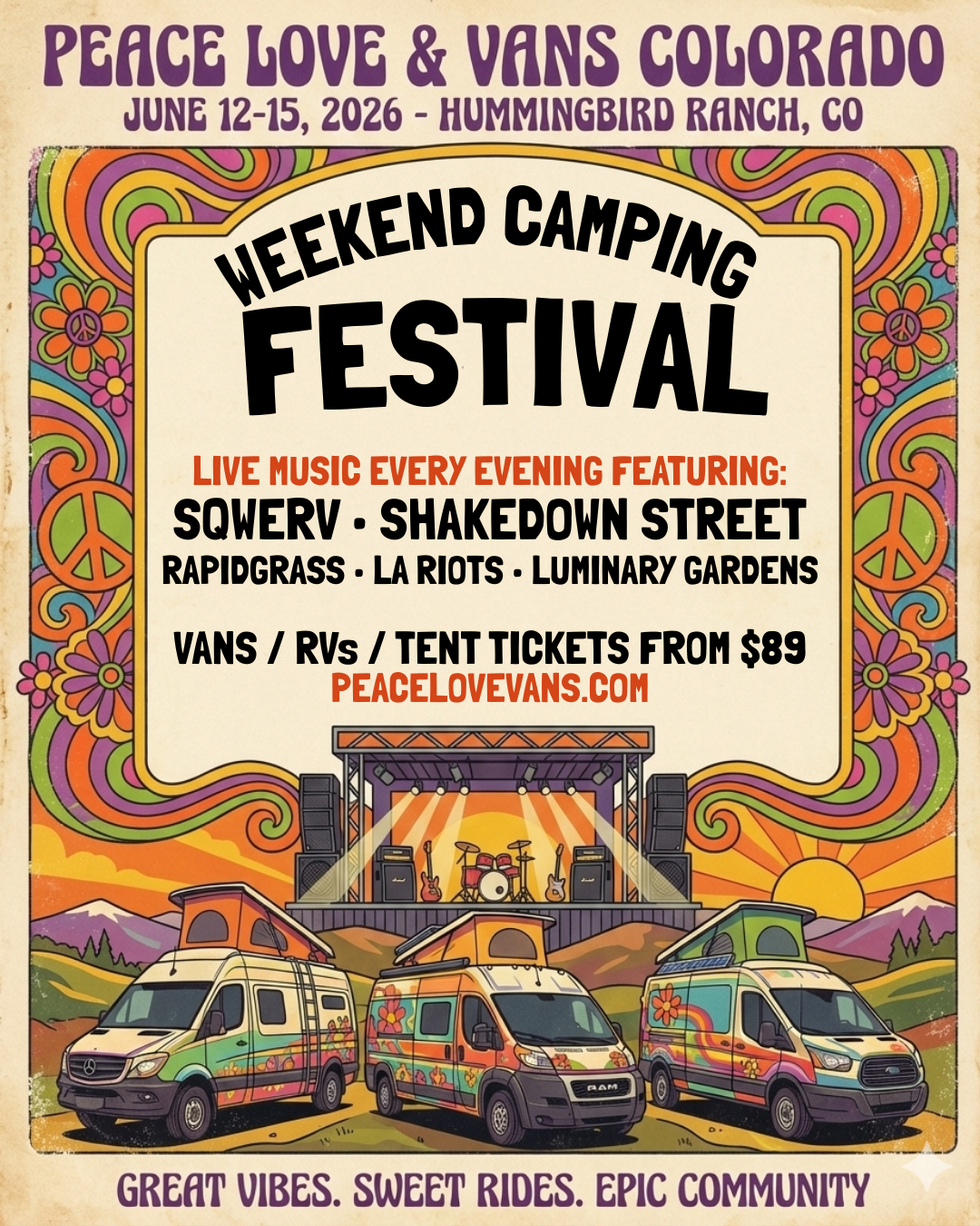 Peace Love Vans Facebook ad: Peace Love & Vans is a small camper…