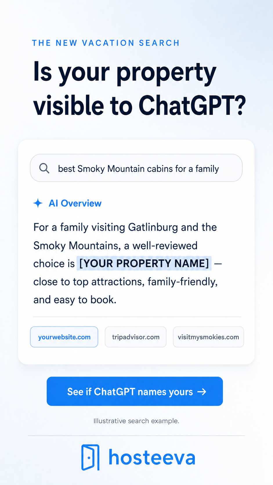 Hosteeva Property Management Facebook ad: See If ChatGPT Names Your Property